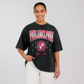 Philadelphia Phillies WEAR by Erin Andrews Women's Oversized Boyfriend T-Shirt - Black T-shirts