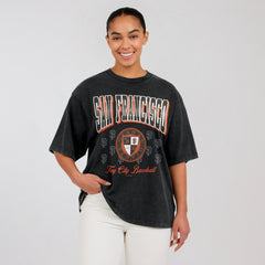 San Francisco Giants WEAR by Erin Andrews Women's Oversized Boyfriend T-Shirt - Black T-shirts