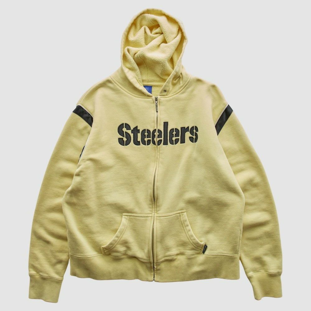 Pittsburgh Steelers Reebok 2000s Hooded Full Zip Sweatshirt Yellow Vintage