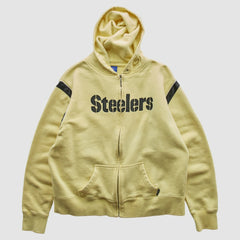 Pittsburgh Steelers Reebok 2000s Hooded Full Zip Sweatshirt Yellow Vintage