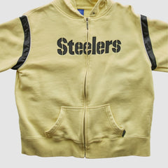 Pittsburgh Steelers Reebok 2000s Hooded Full Zip Sweatshirt Yellow Vintage