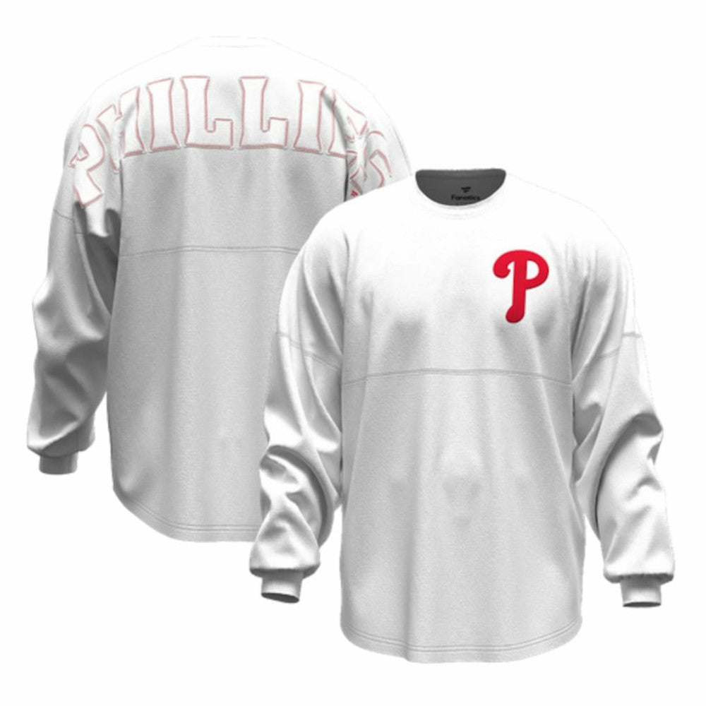 Philadelphia Phillies Fanatics Women's Baseball Stitch Spirit Jersey Long Sleeve T-Shirt - White Jerseys