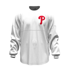 Philadelphia Phillies Fanatics Women's Baseball Stitch Spirit Jersey Long Sleeve T-Shirt - White Jerseys