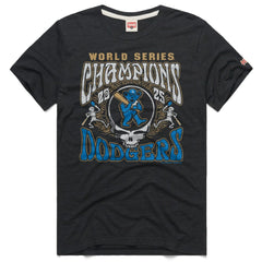 Los Angeles Dodgers x Grateful Dead Homage 2026 Gold Collection Label Tri-Blend T-Shirt - Charcoal T-shirts