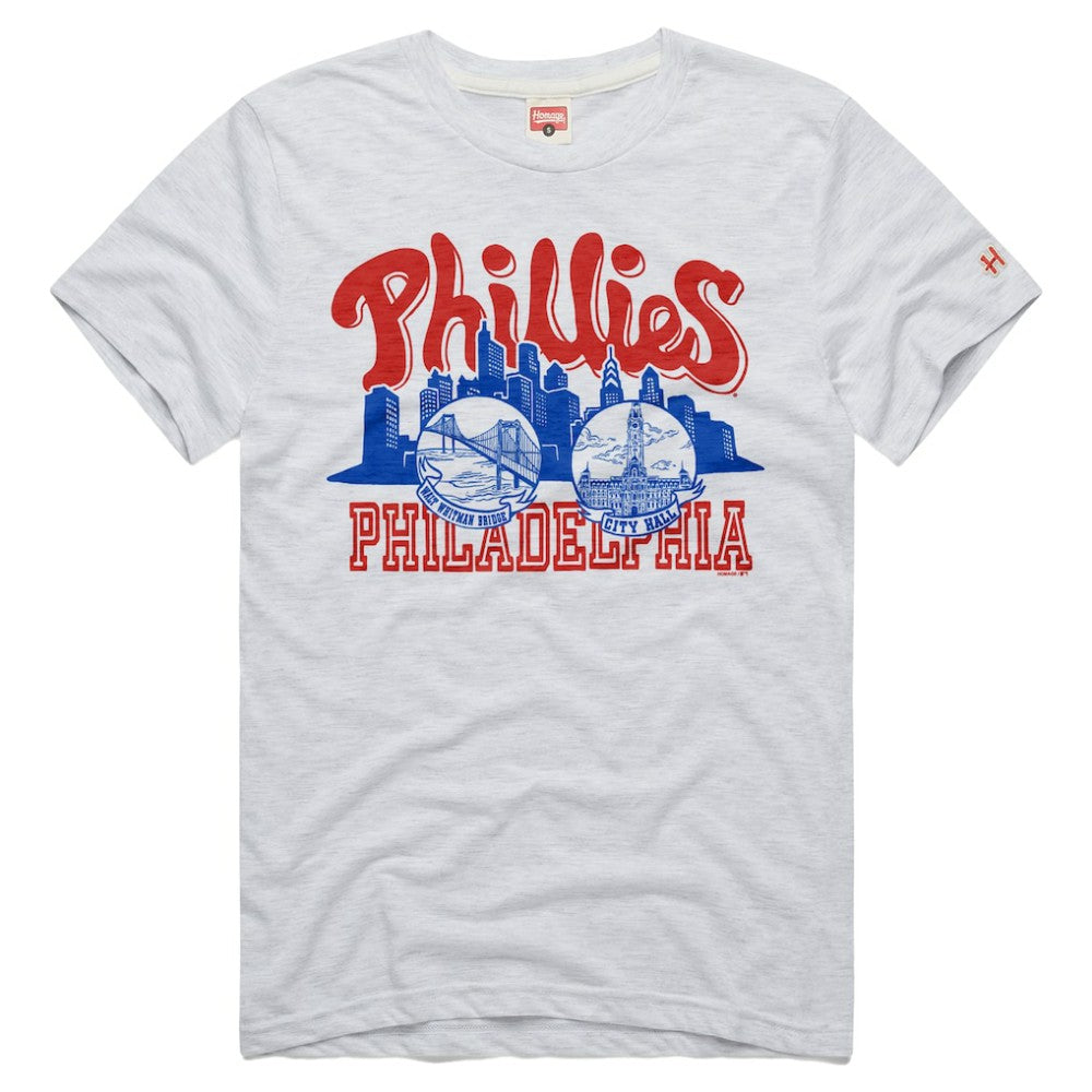 Philadelphia Phillies Homage Tri-Blend Hyperlocal T-Shirt - Ash T-shirts