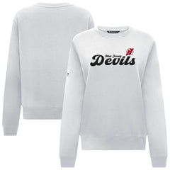 NHL New Jersey Devils Levelwear Women's Yvette Big Script Tri-Blend Sweatshirt - White