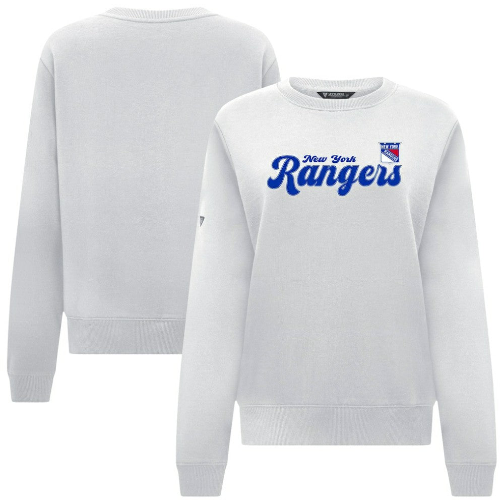NHL New York Rangers Levelwear Women's Yvette Big Script Tri-Blend Sweatshirt - White
