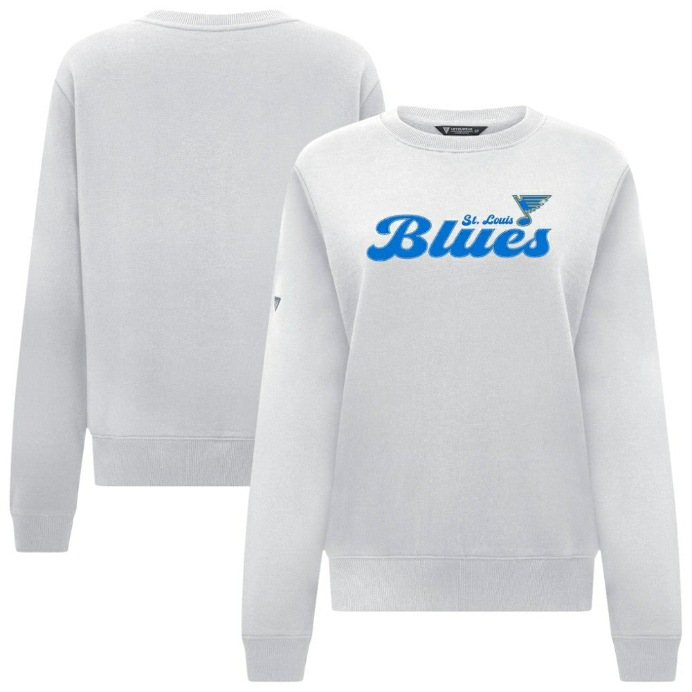 NHL St. Louis Blues Levelwear Women's Yvette Big Script Tri-Blend Sweatshirt - White