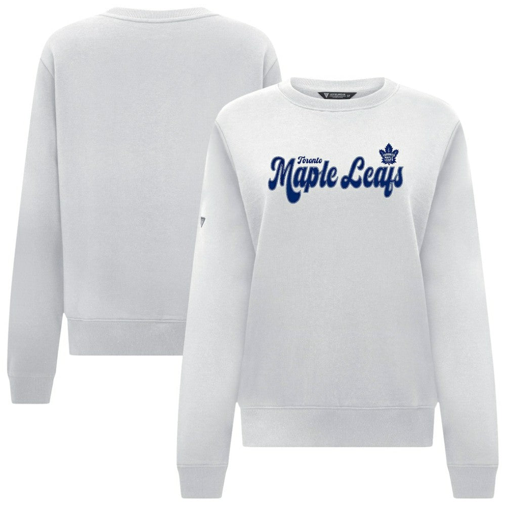 NHL Toronto Maple Leafs Levelwear Women's Yvette Big Script Tri-Blend Sweatshirt - White