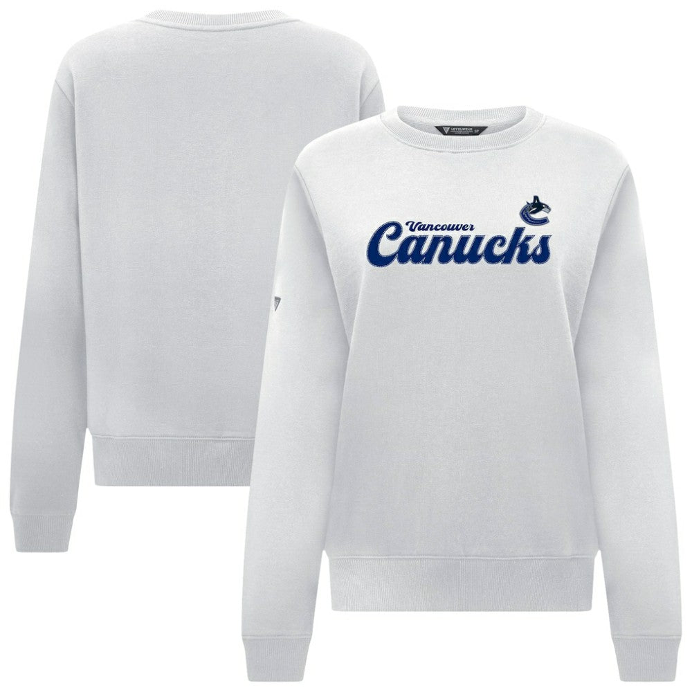 NHL Vancouver Canucks Levelwear Women's Yvette Big Script Tri-Blend Sweatshirt - White
