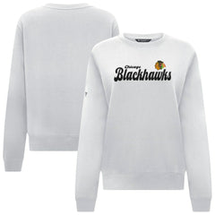NHL Chicago Blackhawks Levelwear Women's Yvette Big Script Tri-Blend Sweatshirt - White
