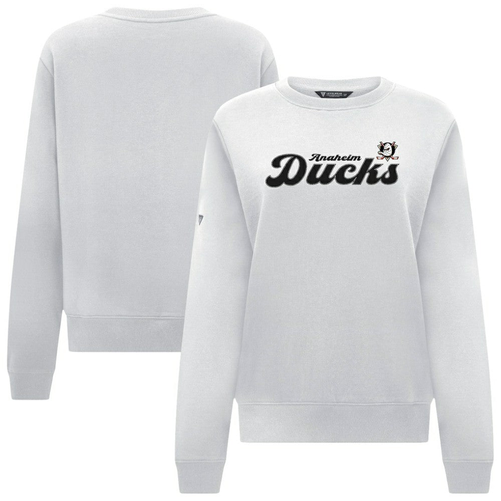 NHL Anaheim Ducks Levelwear Women's Yvette Big Script Tri-Blend Sweatshirt - White