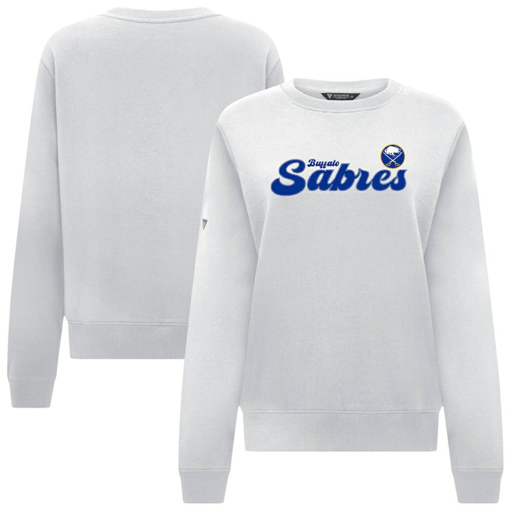 NHL Buffalo Sabres Levelwear Women's Yvette Big Script Tri-Blend Sweatshirt - White
