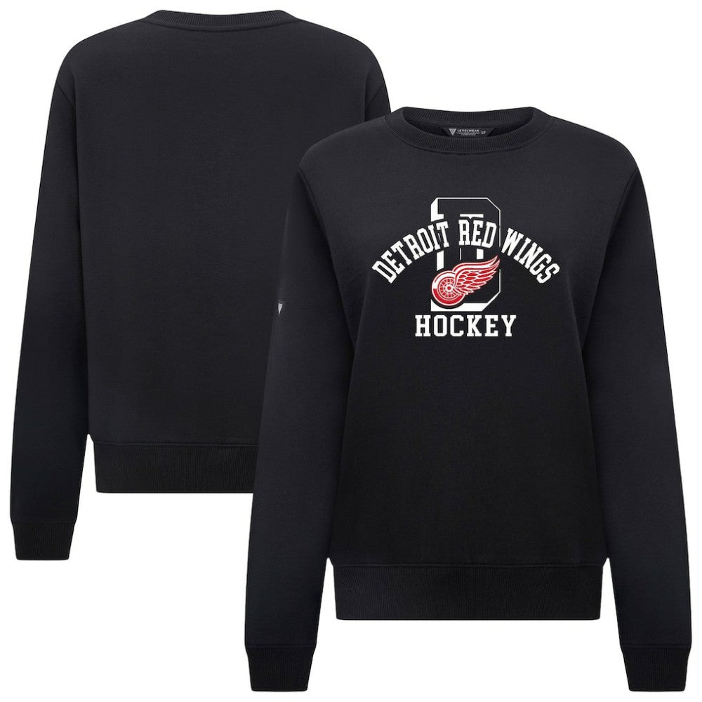 NHL Detroit Red Wings Levelwear Women's Yvette Limelight Big Letter Sweatshirt - Black