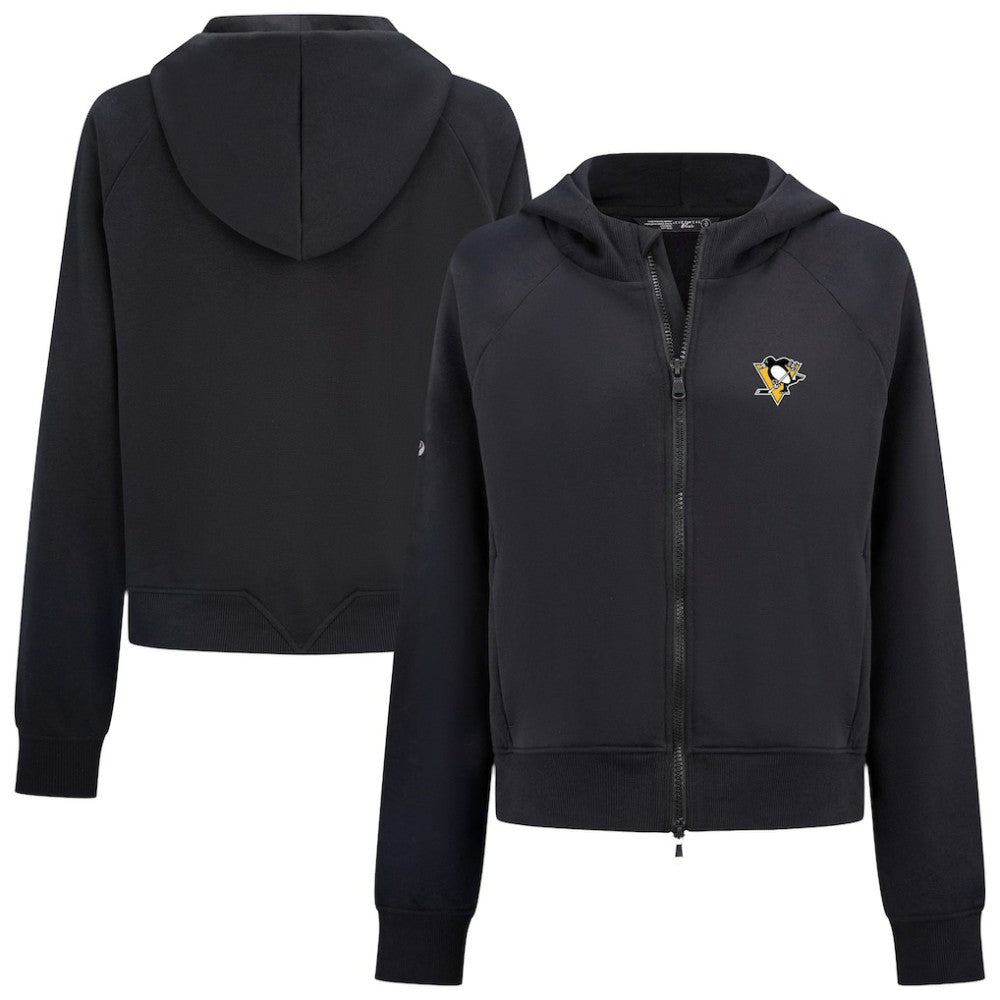 NHL Pittsburgh Penguins Levelwear Women's Judd Raglan Full-Zip Hoodie - Black