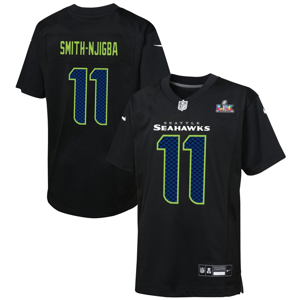NFL Jaxon Smith-Njigba Seattle Seahawks Youth Super Bowl LX Patch Carbon Fashion Game Jersey - Black