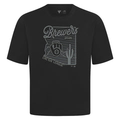 Milwaukee Brewers Levelwear Sunrise Luxe Signature Knit T-Shirt - Black T-shirts