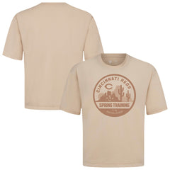 Cincinnati Reds Levelwear Spring Training Badge Luxe Signature Knit T-Shirt - Khaki T-shirts