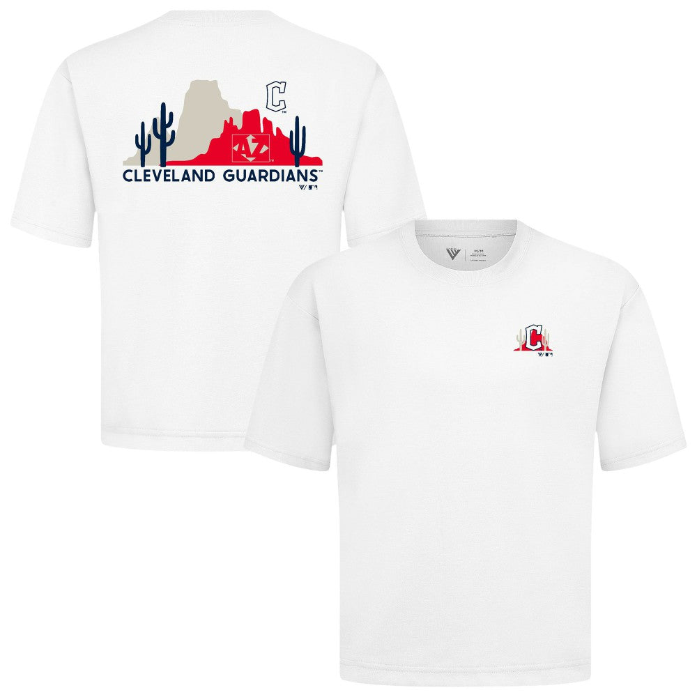 Cleveland Guardians Levelwear Panoramic Luxe Signature Knit T-Shirt - White T-shirts