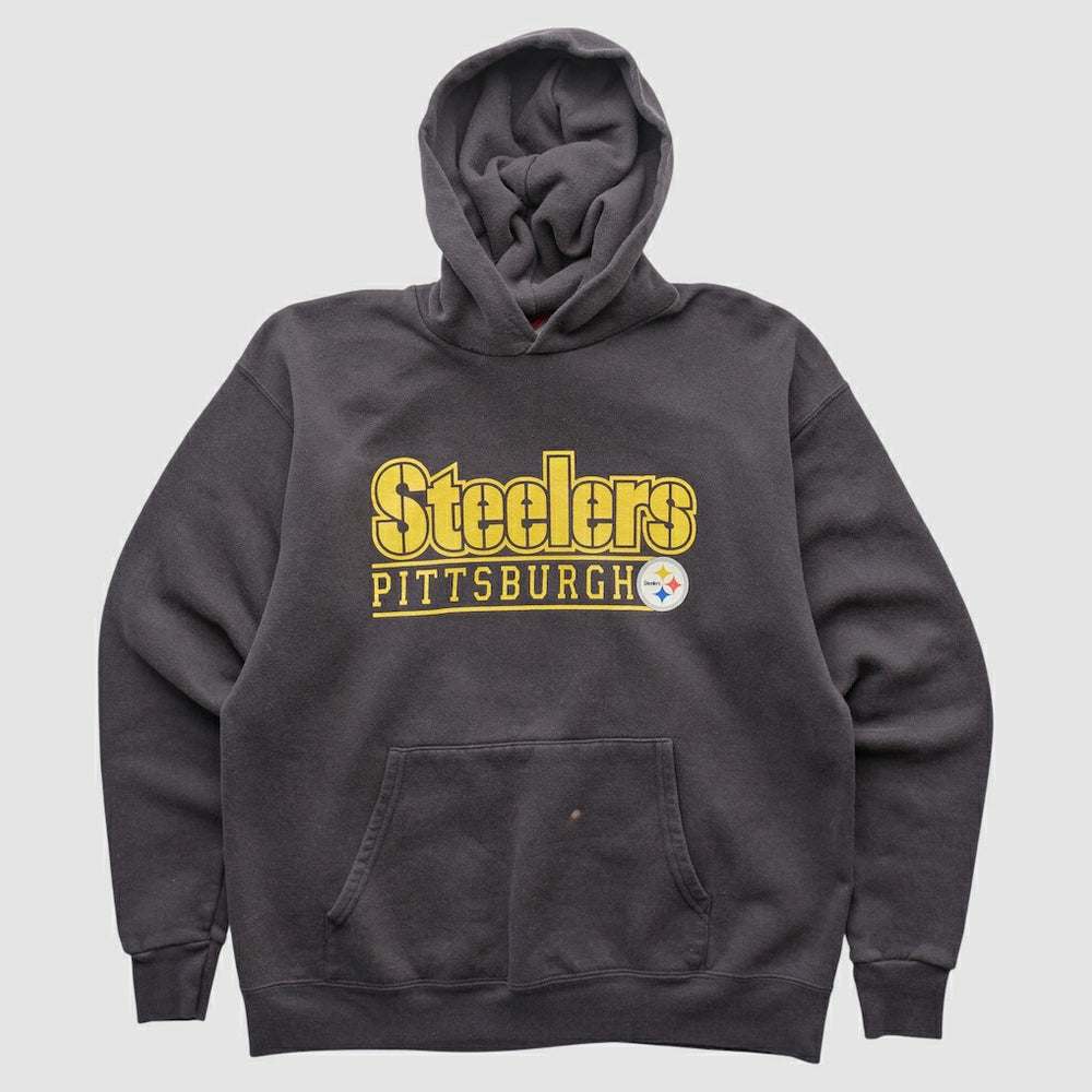 Pittsburgh Steelers NFL 2000s Hooded Pullover Sweatshirt Charcoal Vintage