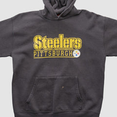 Pittsburgh Steelers NFL 2000s Hooded Pullover Sweatshirt Charcoal Vintage