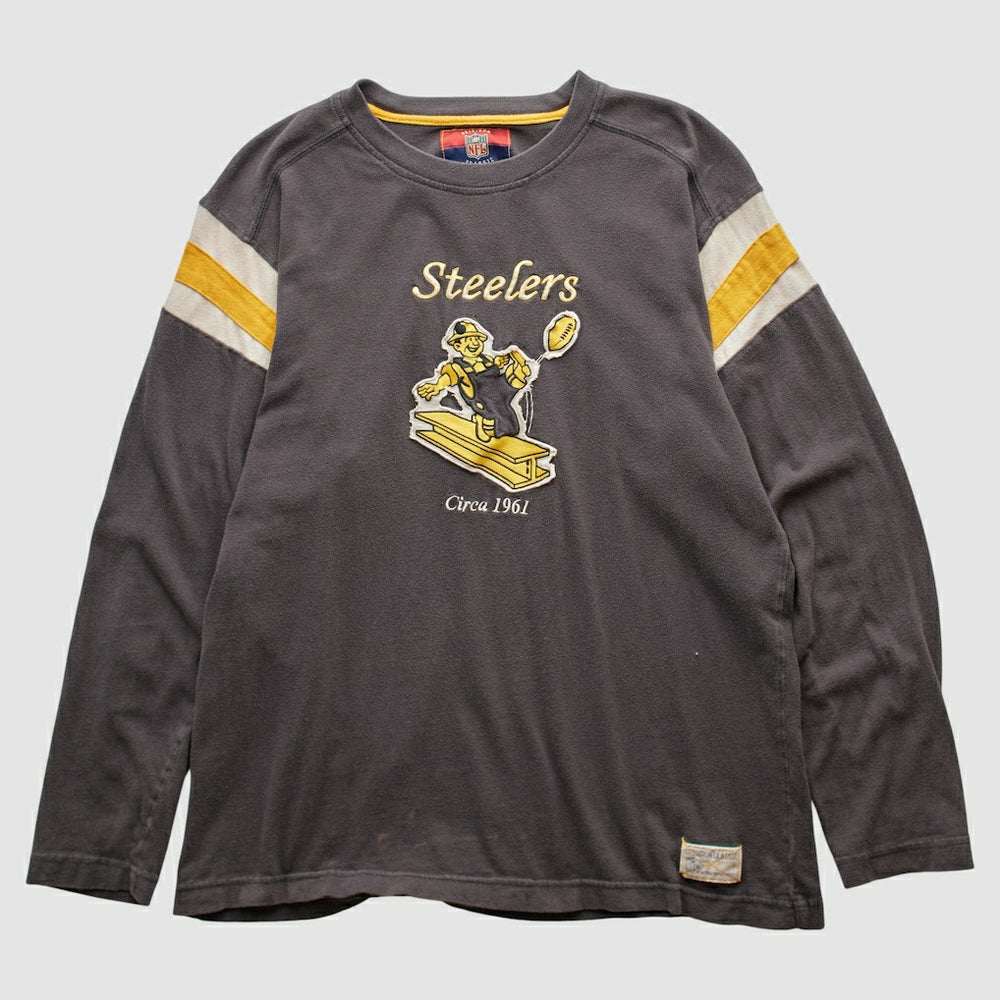 Pittsburgh Steelers Reebok 2000s Long Sleeve T-shirt Charcoal Vintage