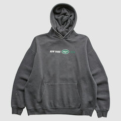 New York Jets Team Edition Apparel 2000s Hooded Pullover Sweatshirt Charcoal Vintage