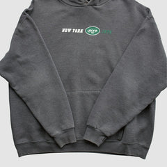New York Jets Team Edition Apparel 2000s Hooded Pullover Sweatshirt Charcoal Vintage
