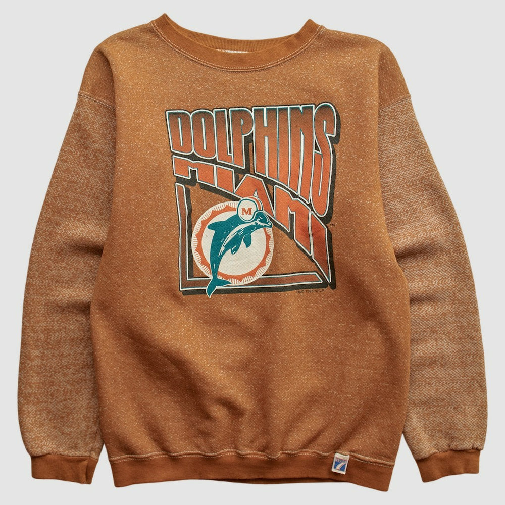 Miami Dolphins Logo 7 90s Pullover Sweatshirt Brown Vintage