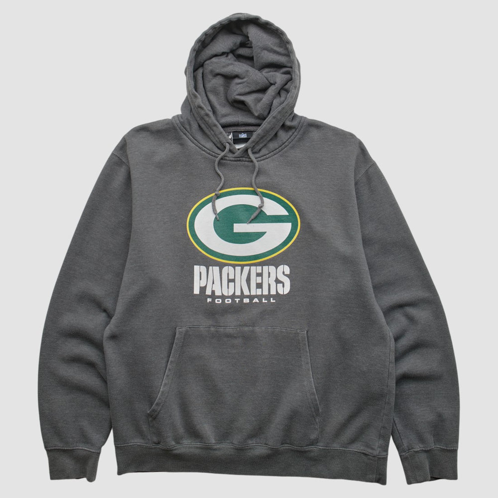 Green Bay Packers NFL 2010s Hooded Pullover Sweatshirt Charcoal Vintage