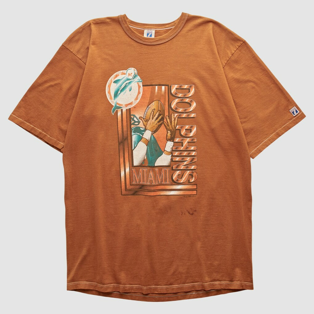 Miami Dolphins Logo 7 90s T-shirt Orange Vintage