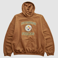Pittsburgh Steelers Reebok 2000s Hooded Pullover Sweatshirt Brown Vintage