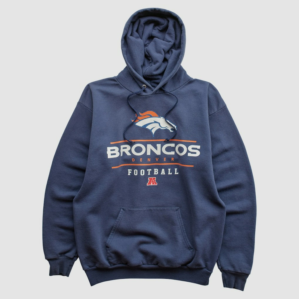 Denver Broncos NFL 2000s Hooded Pullover Sweatshirt Navy Vintage