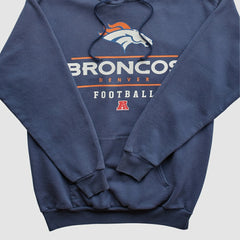 Denver Broncos NFL 2000s Hooded Pullover Sweatshirt Navy Vintage