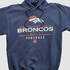 Denver Broncos NFL 2000s Hooded Pullover Sweatshirt Navy Vintage
