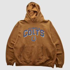 Indianapolis Colts Reebok 2000s Hooded Pullover Sweatshirt Tan Vintage