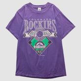 Colorado Rockies Logo 7 1994 T-shirt - Purple - M by Fanatics Real Vintage T-shirts
