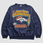 Denver Broncos Logo 7 1999 Pullover Sweatshirt Navy Vintage