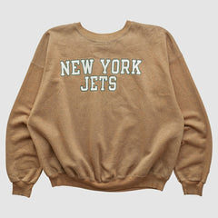 New York Jets Champion 2000s Pullover Sweatshirt Tan Vintage