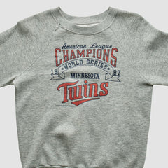 Minnesota Twins 1987 Pullover Sweatshirt - Heather Gray - XS by Fanatics Real Vintage Pullover
