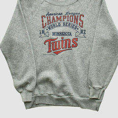 Minnesota Twins 1987 Pullover Sweatshirt - Heather Gray - XS by Fanatics Real Vintage Pullover