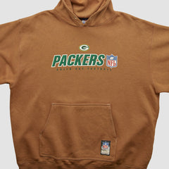 Green Bay Packers NFL 2000s Hooded Pullover Sweatshirt Brown Vintage