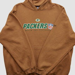 Green Bay Packers NFL 2000s Hooded Pullover Sweatshirt Brown Vintage