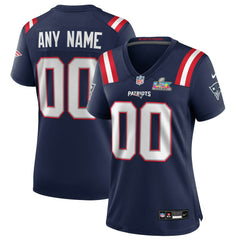 NFL New England Patriots Women's Super Bowl LX Patch Custom Game Jersey - Navy