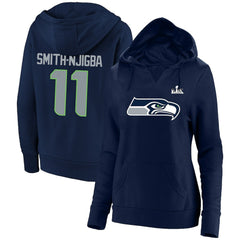 Jaxon Smith-Njigba Seattle Seahawks Women's Super Bowl LX Champions Plus Size Name & Number Fleece Hoodie College Navy