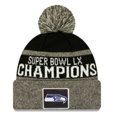 Seattle Seahawks New Era Super Bowl LX Champions Parade Cuffed Knit Hat with Pom Black