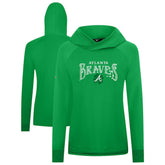 Atlanta Braves Levelwear Women's St. Patrick's Day Slender Raglan Hoodie - Green Hoodies