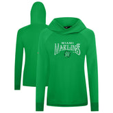 Miami Marlins Levelwear Women's St. Patrick's Day Slender Raglan Hoodie - Green Hoodies