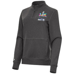 Seattle Seahawks Antigua Women's Super Bowl LX Champions Crush Quarter-Zip Pullover Charcoal