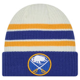 NHL Buffalo Sabres New Era Vintage Cuffed Knit Hat - Cream/Royal